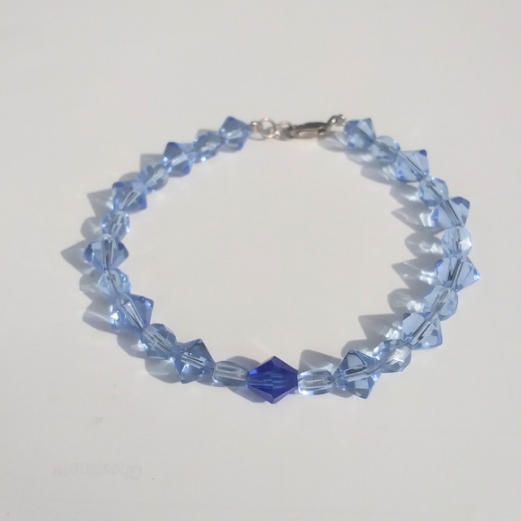 Glass Beaded Bracelet, Pastel Blue - Picture 4 of 4